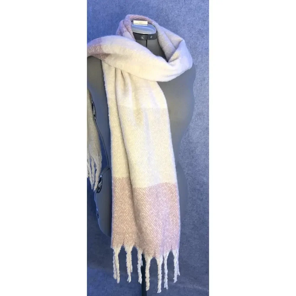 NWT Gentle Fawn Scarf, Pink Cream White, Womens One Size, Shawl Wrap Fringe Boho